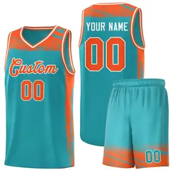 Aqua Orange Graffiti Pattern Sports Basketball Jersey