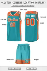 Aqua Orange Graffiti Pattern Sports Basketball Jersey 2
