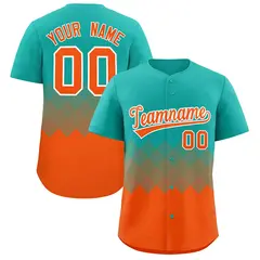 Aqua Orange Grid Blur Pattern Baseball Jersey 1