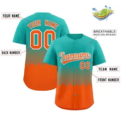 Aqua Orange Grid Blur Pattern Baseball Jersey 2