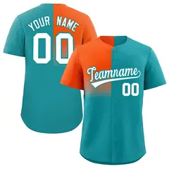Aqua Orange Half Gradient Authentic Baseball Jersey 1