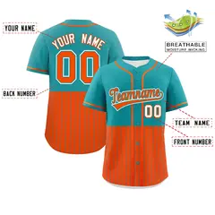 Aqua Orange Half Stripe Authentic Baseball Jersey 2