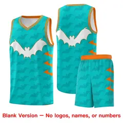 Aqua Orange Halloween Bat Pattern Basketball Jersey 7