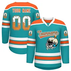 Aqua Orange Ice Cream Helmet Pattern Hockey Jersey 1