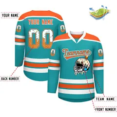 Aqua Orange Ice Cream Helmet Pattern Hockey Jersey 2