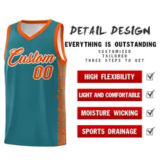 Aqua Orange Indians Pattern Basketball Uniform Jersey 2