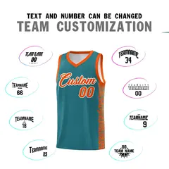 Aqua Orange Indians Pattern Basketball Uniform Jersey 4
