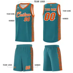 Aqua Orange Indians Pattern Basketball Uniform Jersey 5