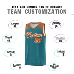 Aqua Orange Indians Print Sports Basketball Uniform Jersey 4