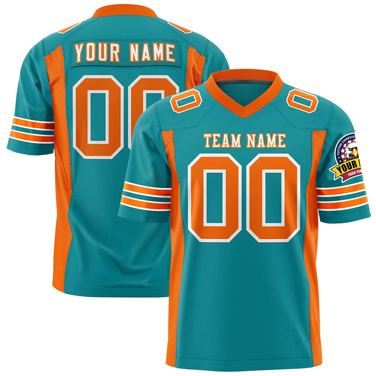 Aqua Orange Insert Color Design Authentic Football Jersey