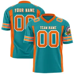 Aqua Orange Insert Color Design Authentic Football Jersey 1