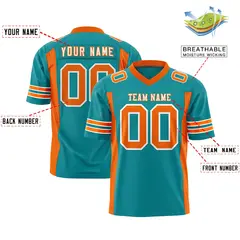 Aqua Orange Insert Color Design Authentic Football Jersey 2
