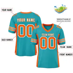 Aqua Orange Insert Color Design Mesh Football Jersey 2