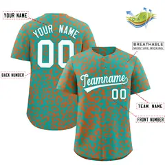 Aqua Orange Leopard Print Baseball Jersey 2