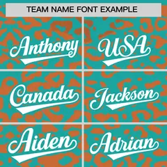Aqua Orange Leopard Print Baseball Jersey 3