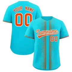Aqua Orange Phonetic Rhythm Authentic Baseball Jersey 1