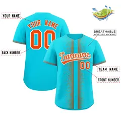 Aqua Orange Phonetic Rhythm Authentic Baseball Jersey 2