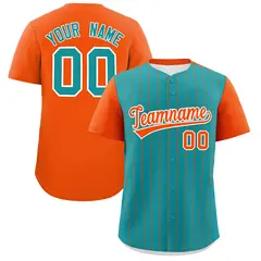 Aqua Orange Pinstripe Two-Tone Authentic Baseball Jersey 1