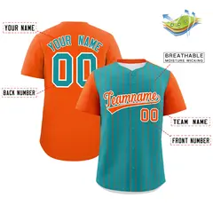 Aqua Orange Pinstripe Two-Tone Authentic Baseball Jersey 2