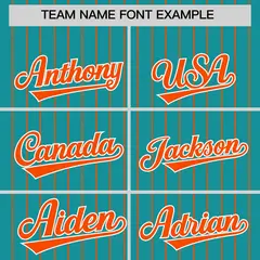 Aqua Orange Pinstripe Two-Tone Authentic Baseball Jersey 3