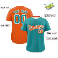 Aqua Orange Pinstripe Two-Tone Authentic Baseball Jersey 2