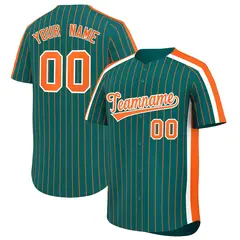 Aqua Orange Pinstripe Two-tone Side Baseball Jersey 1