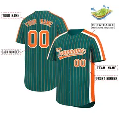Aqua Orange Pinstripe Two-tone Side Baseball Jersey 2