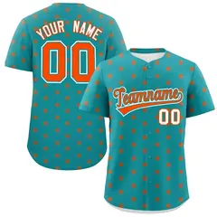 Aqua Orange Polka Dot Graffiti Authentic Baseball Jersey 1