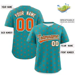 Aqua Orange Polka Dot Graffiti Authentic Baseball Jersey 2