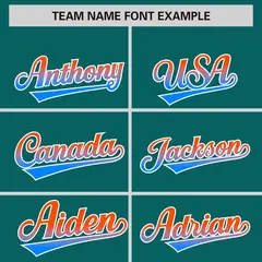 Aqua Orange-Powder Blue Gradient Varsity Full-Snap Raglan Baseball Jacket 3