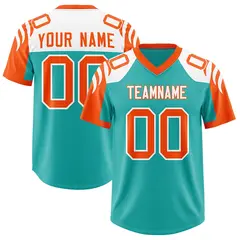 Aqua Orange Raglan Authentic Football Jersey 1
