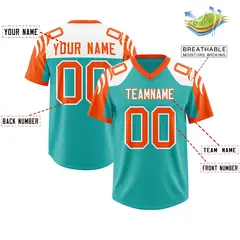 Aqua Orange Raglan Authentic Football Jersey 2