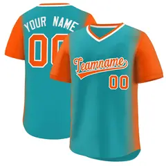 Aqua Orange Raglan Pullover Authentic Baseball Jersey 1