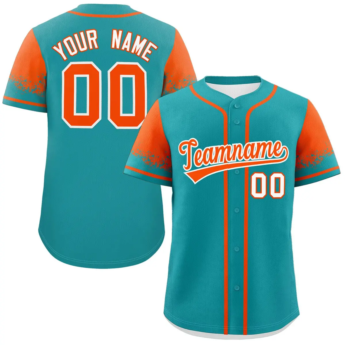 Aqua Orange Raglan Sleeve Authentic Baseball Jersey