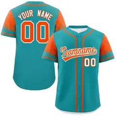 Aqua Orange Raglan Sleeve Authentic Baseball Jersey