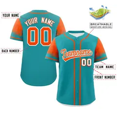 Aqua Orange Raglan Sleeve Authentic Baseball Jersey 2