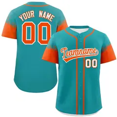 Aqua Orange Raglan Sleeve Authentic Baseball Jersey
