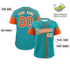 Aqua Orange Raglan Sleeve Authentic Baseball Jersey 2