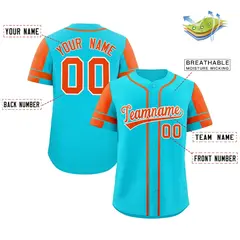 Aqua Orange Raglan Sleeves Authentic Baseball Jersey 2