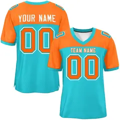 Aqua-Orange Raglan Sleeves Authentic Fashion Football Jersey 1