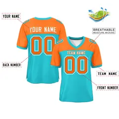 Aqua-Orange Raglan Sleeves Authentic Fashion Football Jersey 2