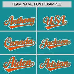 Aqua Orange Raglan Sleeves Contrast Baseball Jersey 3