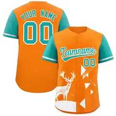Aqua Orange Raptor Series Raglan Baseball Jersey 1