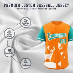Aqua Orange Raptor Series Raglan Baseball Jersey 3