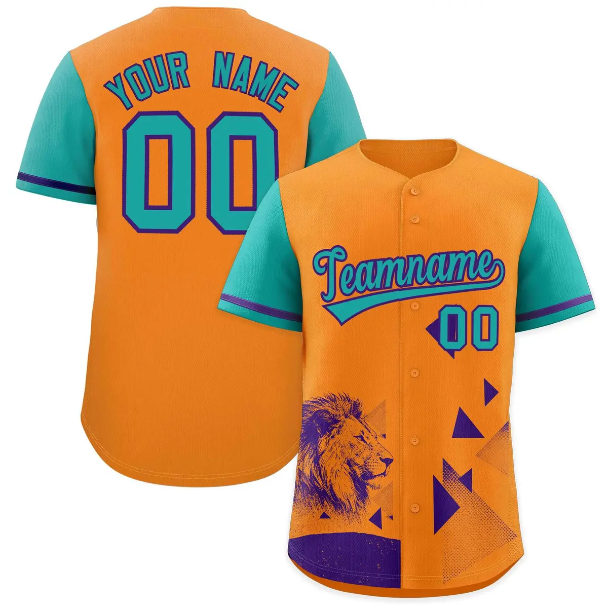 Aqua Orange Raptor Series Raglan Baseball Jersey