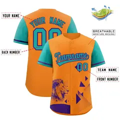 Aqua Orange Raptor Series Raglan Baseball Jersey 2