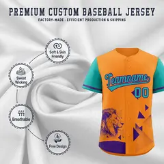 Aqua Orange Raptor Series Raglan Baseball Jersey 3