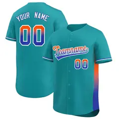 Aqua Orange-Royal Gradient Side Baseball Jersey 1