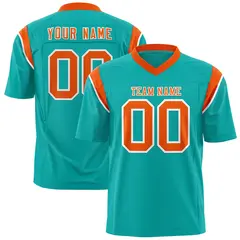 Aqua Orange Shoulder Cut Two-Tone Flag Football Jersey 1