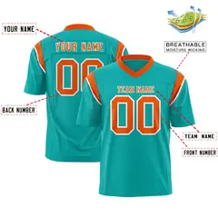Aqua Orange Shoulder Cut Two-Tone Flag Football Jersey 2